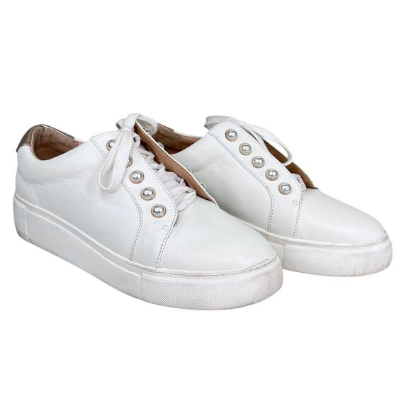 Alex Marie Wrenna Pearl Stud Embellished Leather Platform Sneakers 9M - Picture 10 of 10